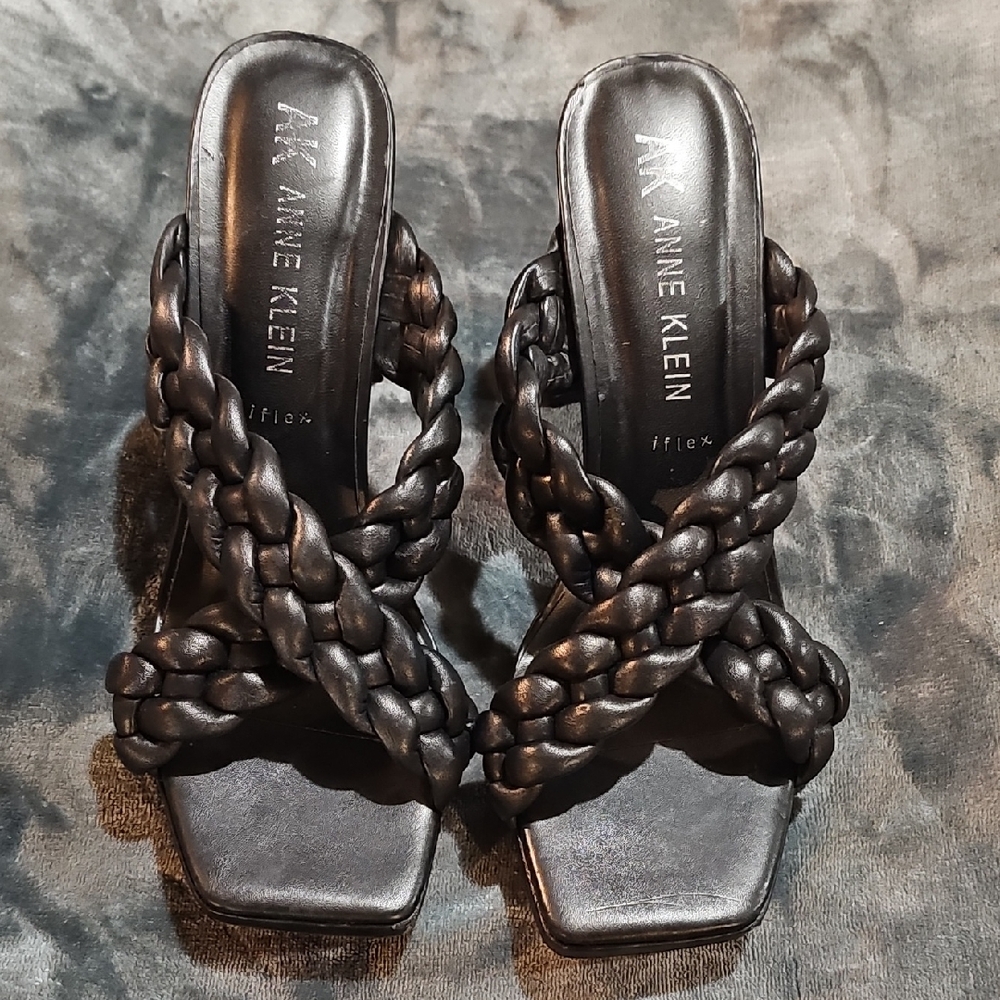 Anne Klein Black Braided Heels
